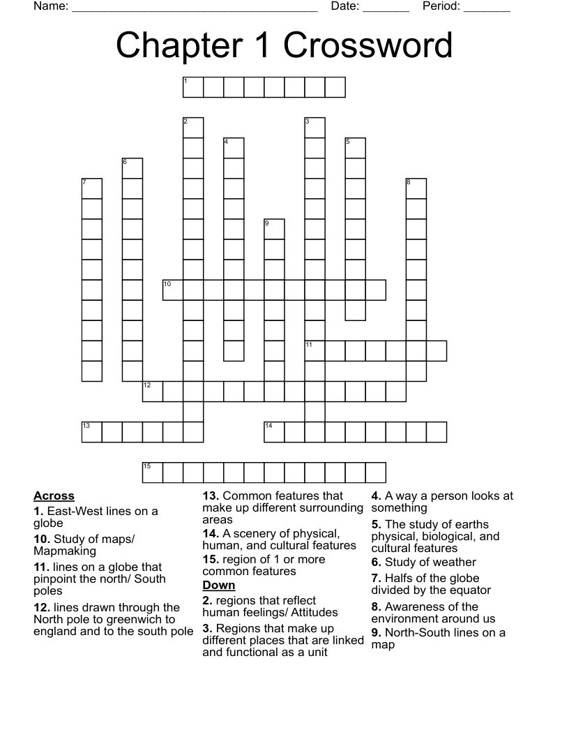Chapter 1 Crossword - WordMint
