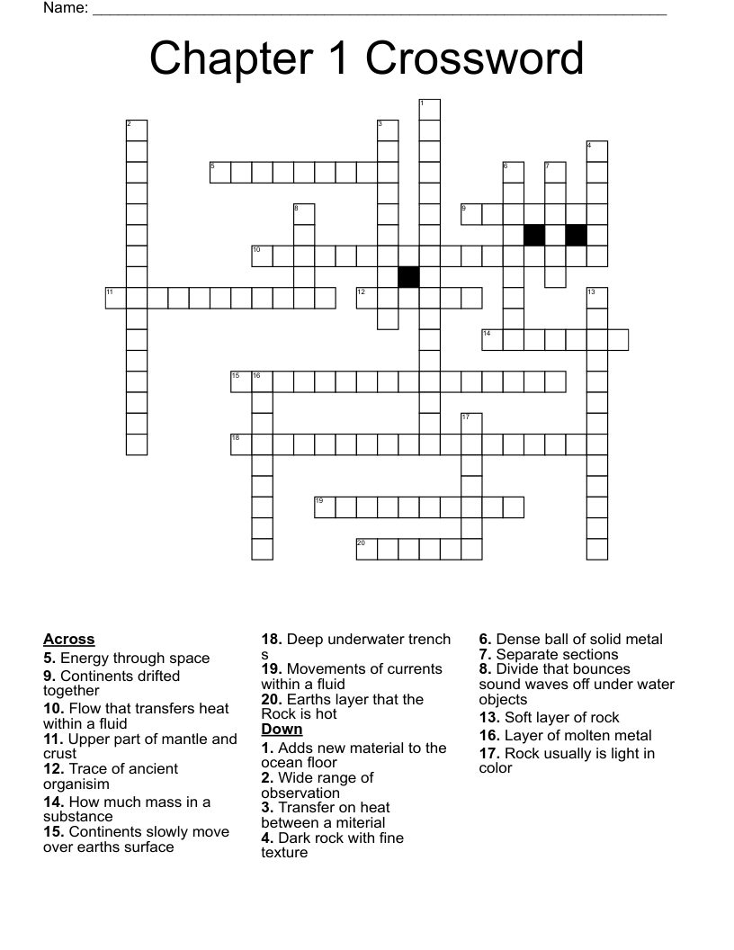 Chapter 1 Crossword - WordMint