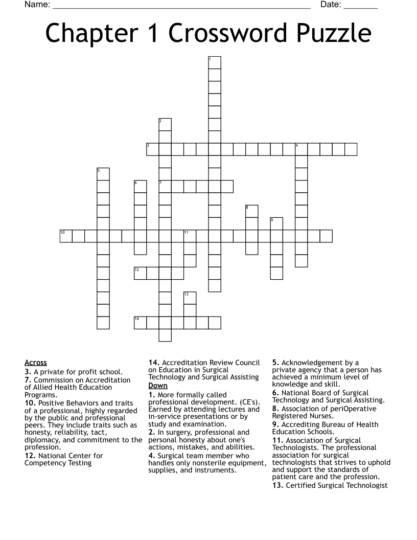 Chapter 1 Crossword Puzzle - WordMint