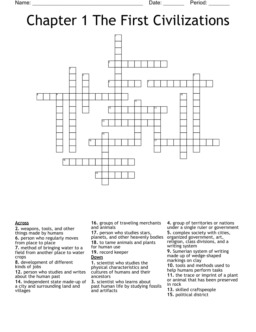 Stone Age Crossword WordMint