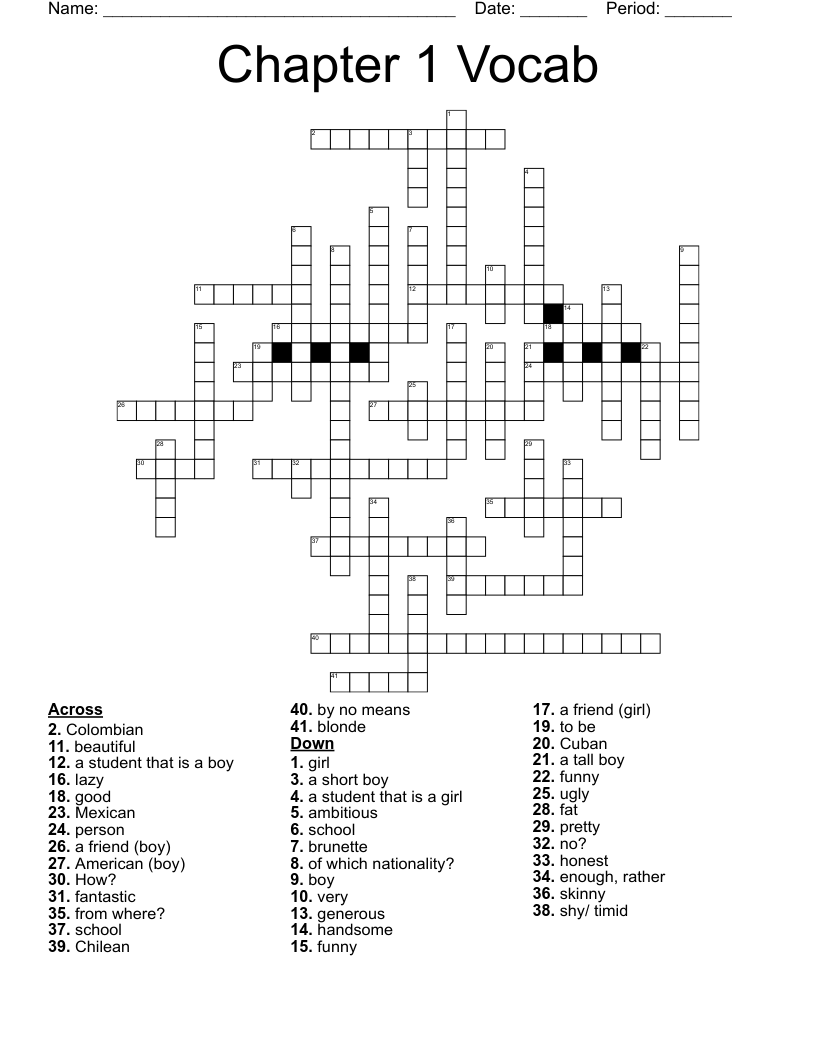 Similar to Chapter 1 Vocab Crossword WordMint