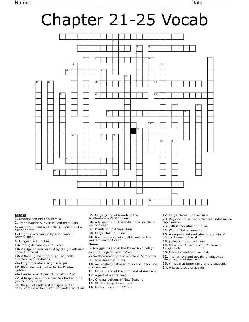 Chapter 2125 Vocab Crossword WordMint