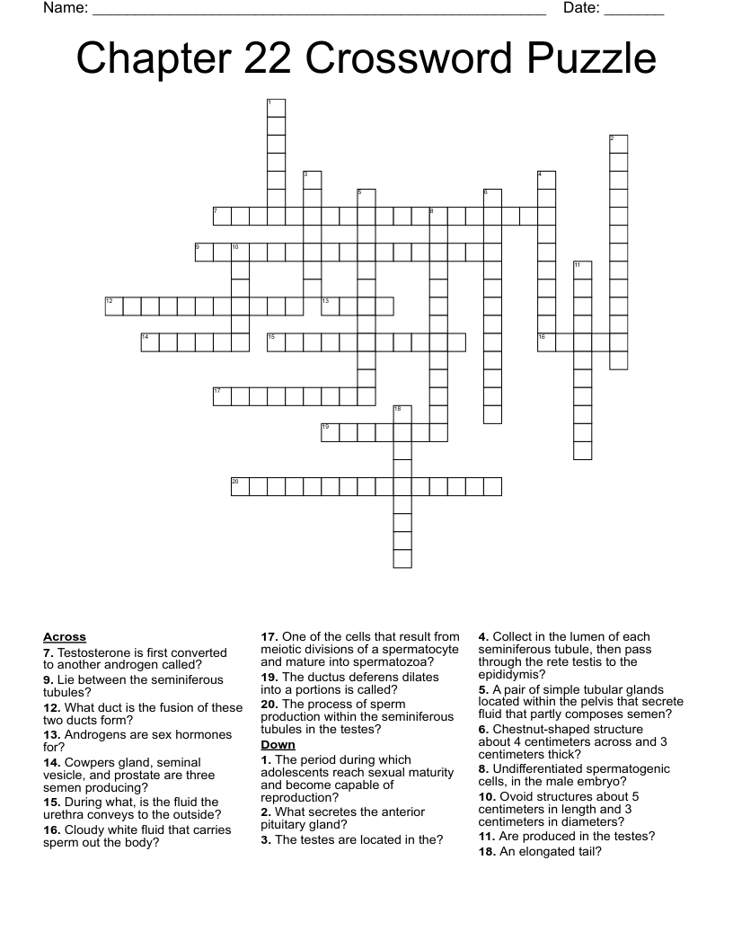 Chapter 22 Crossword Puzzle WordMint