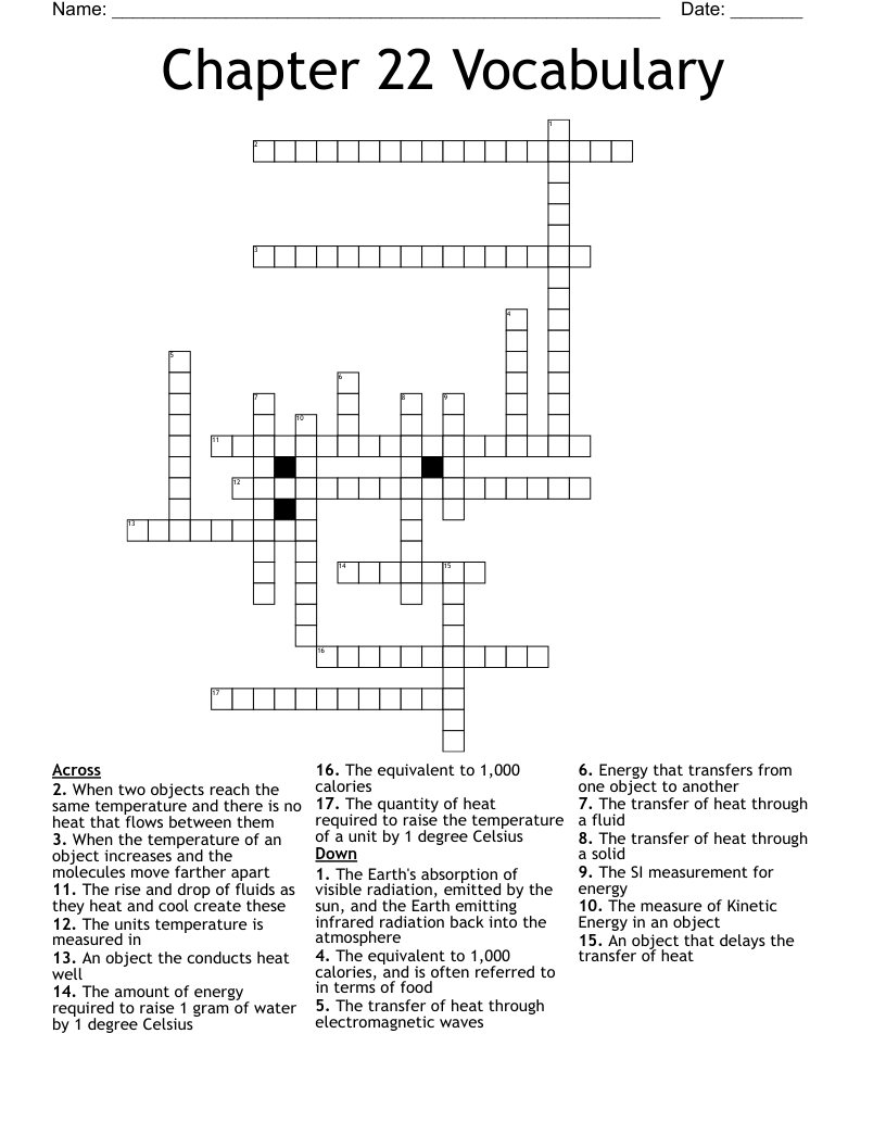 Thermodynamics Crossword WordMint