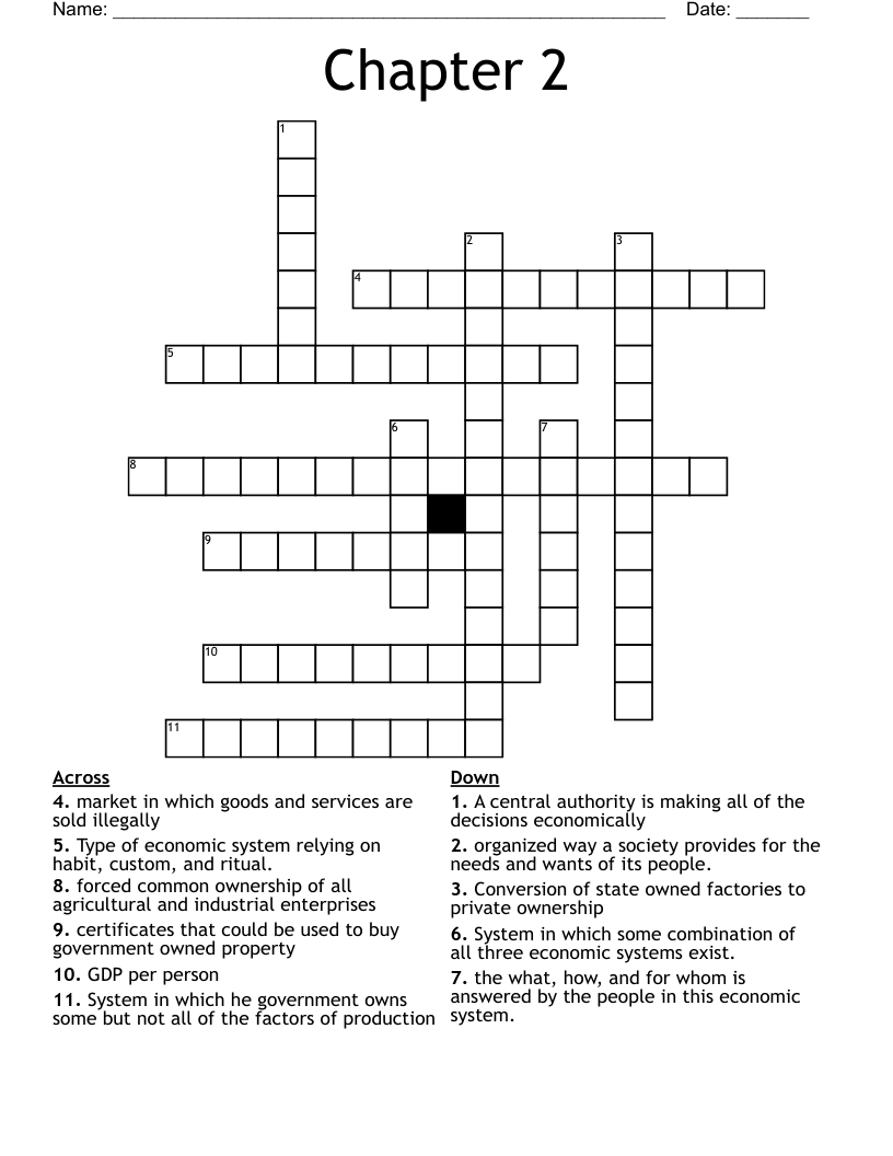Economic Systems Crossword WordMint
