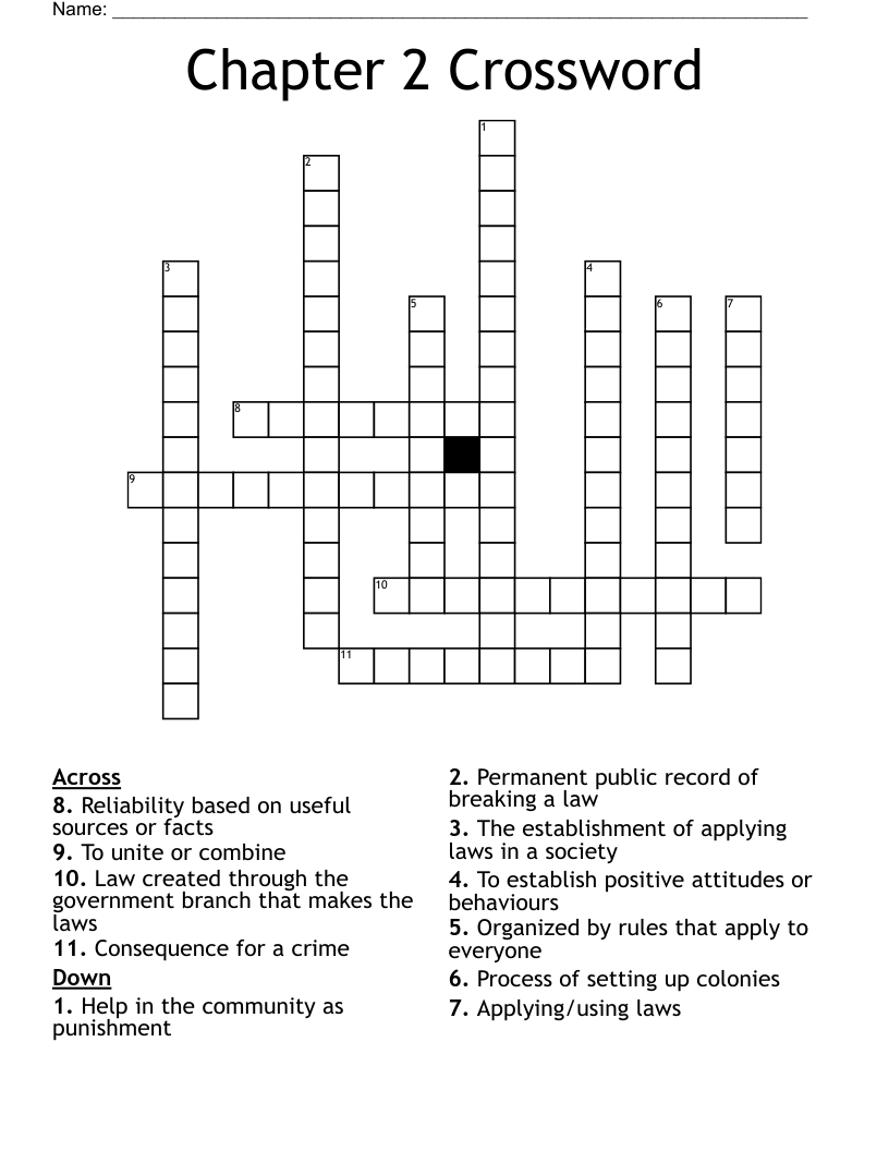Chapter 2 Crossword - WordMint