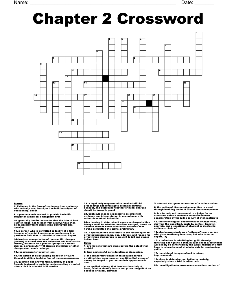 PreTrail And Trail Procedures Crossword WordMint