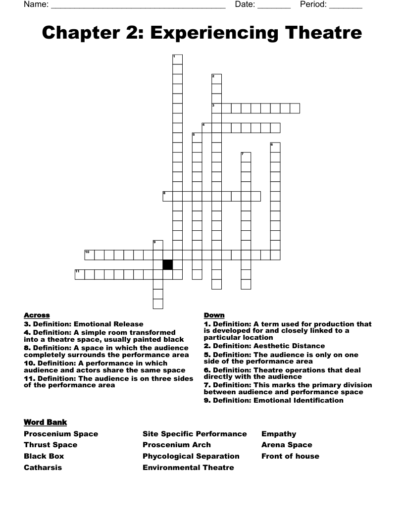 Chapter 2 Experiencing Theatre Crossword WordMint