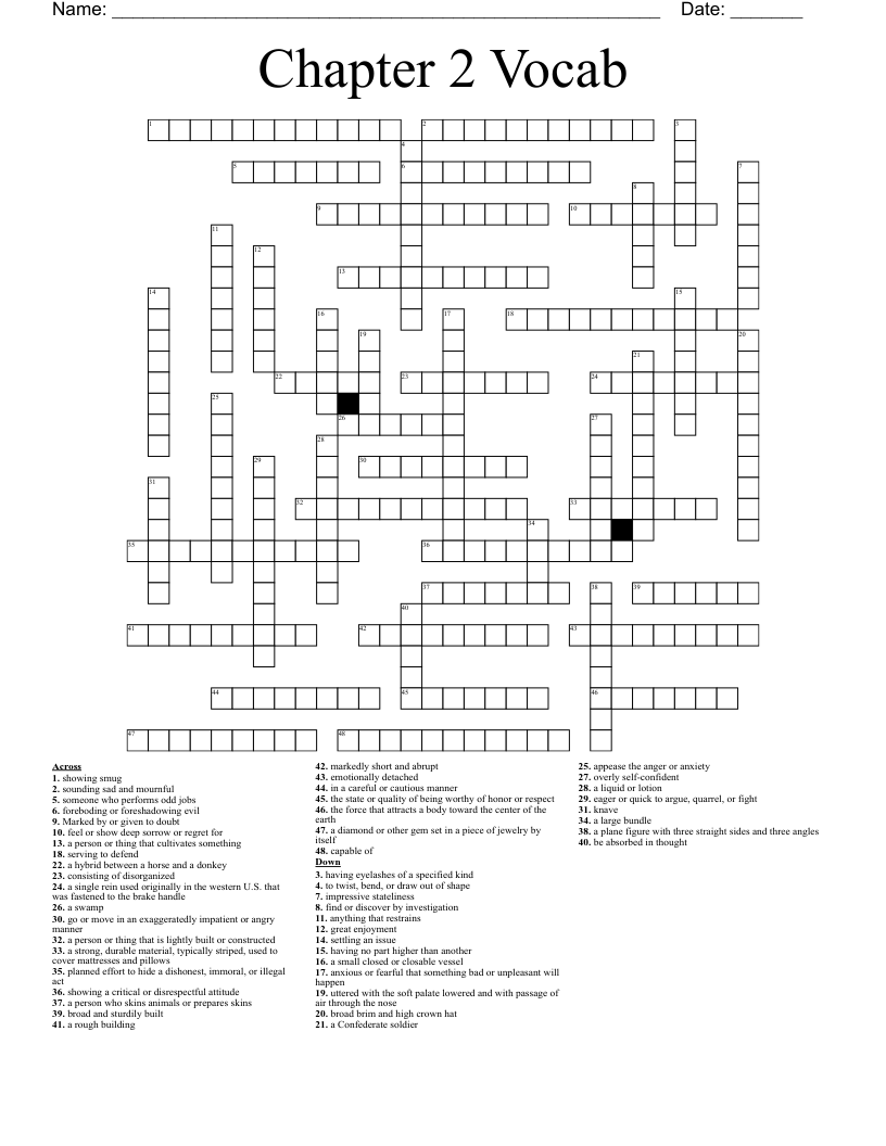 Of Mice and Men Vocabulary Crossword WordMint