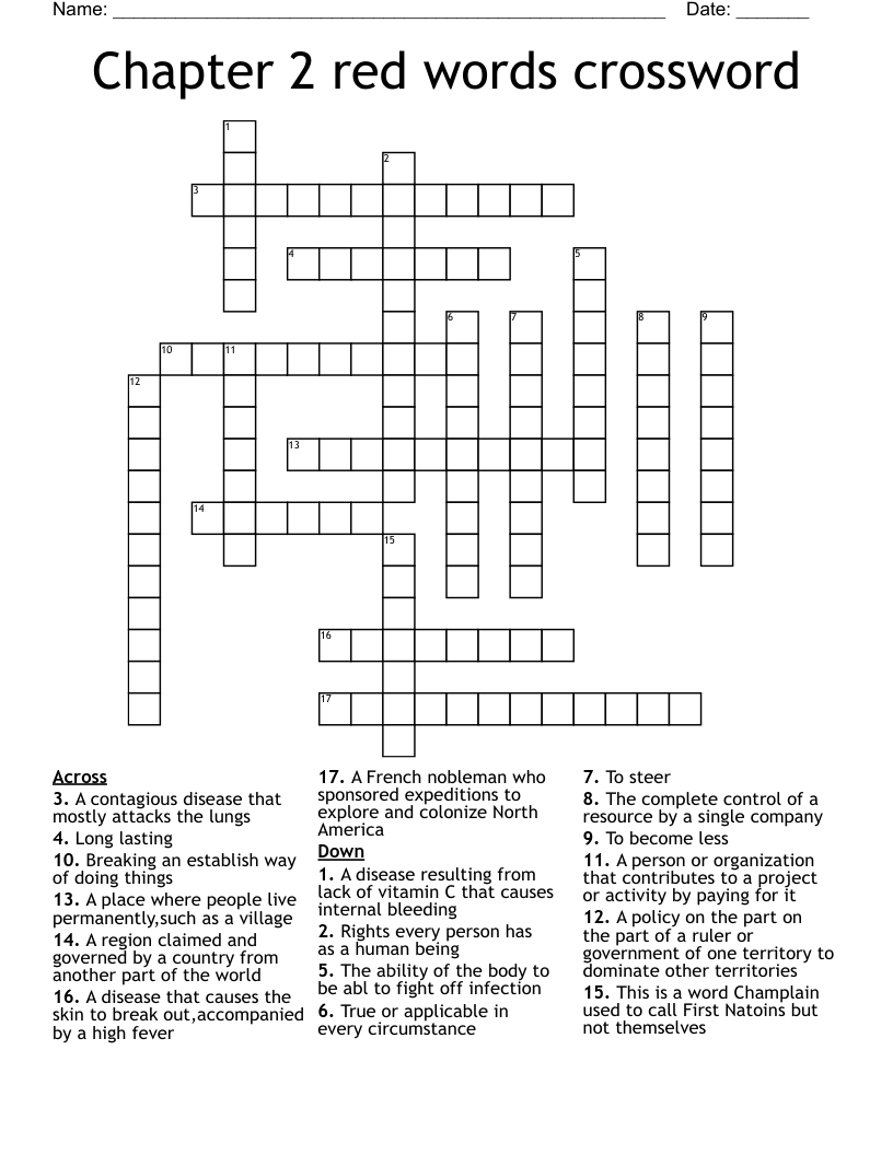 Chapter 2 red words crossword WordMint