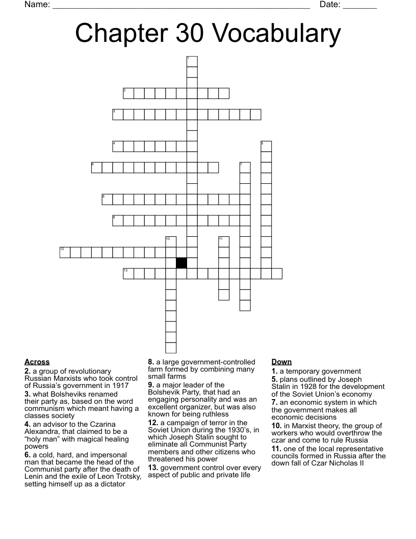 Unit 7 Russia Word Search WordMint