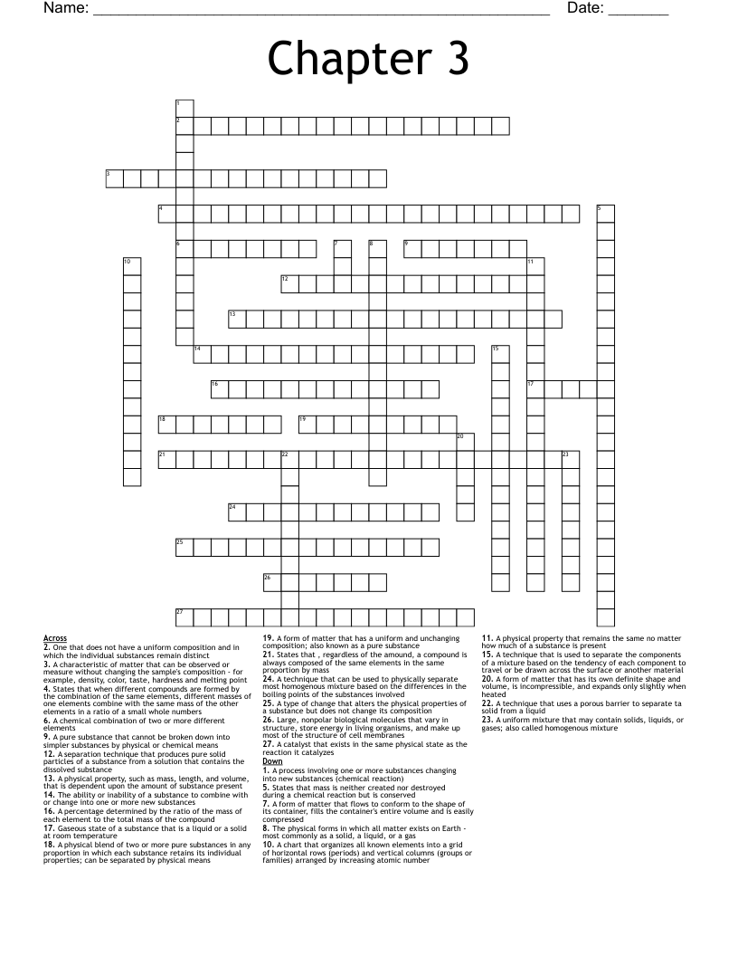 Chapter 3 Crossword WordMint