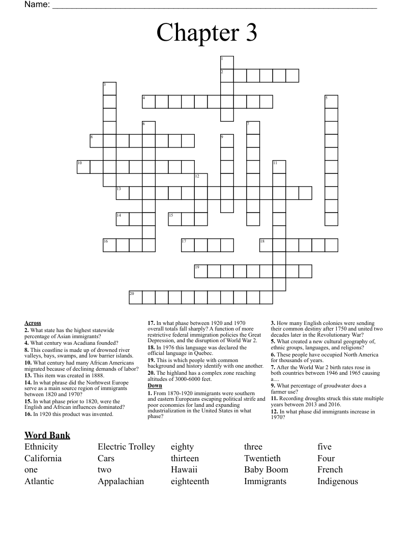 Chapter 3 Crossword WordMint