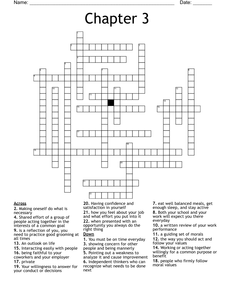 Chapter 3 Crossword WordMint