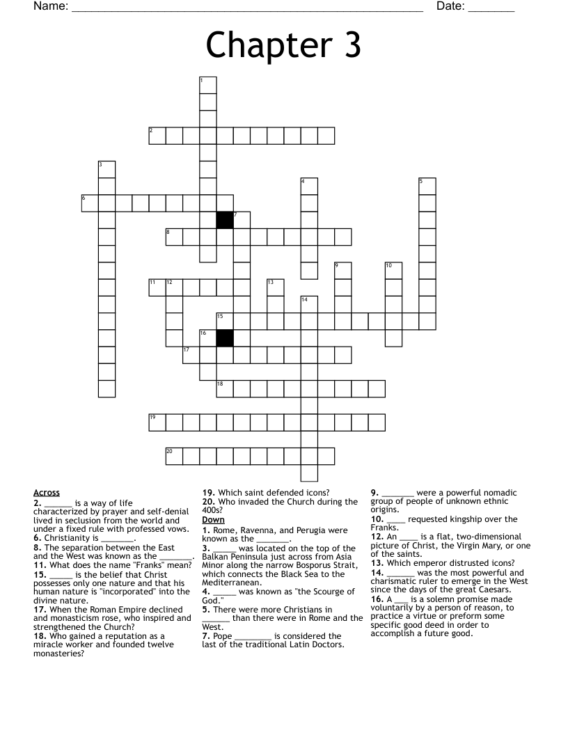 Chapter 3 Crossword WordMint