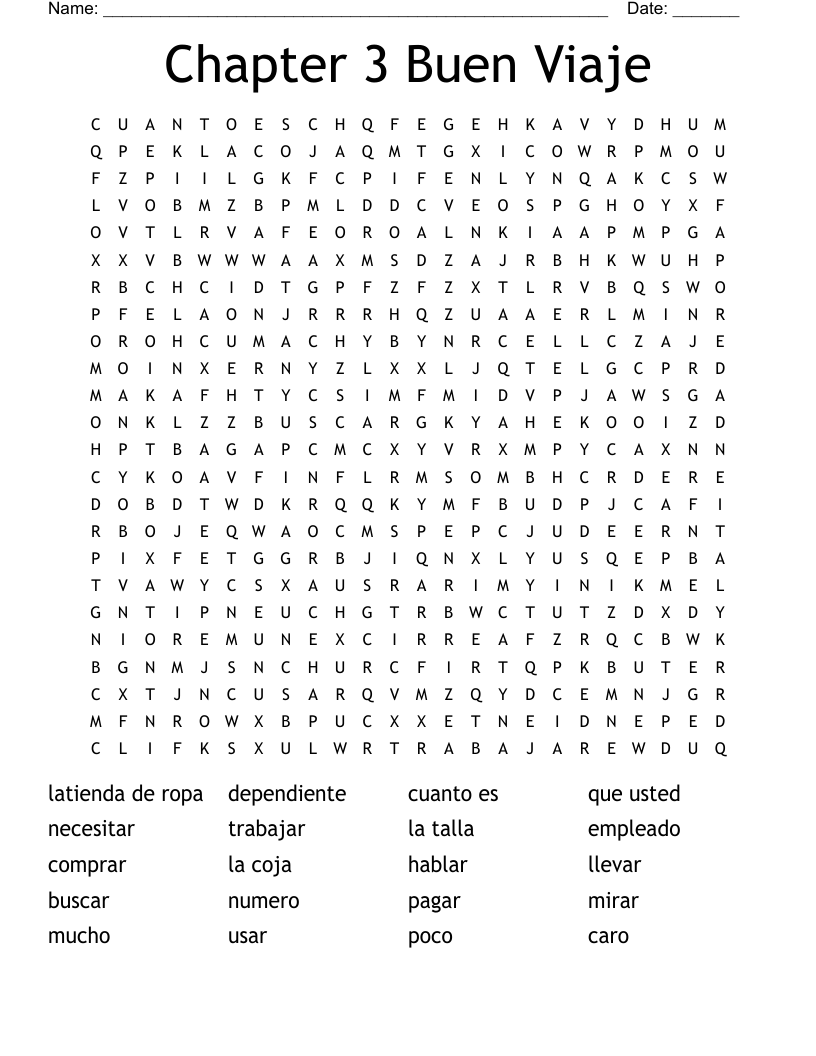 spanish vocab Word Search WordMint
