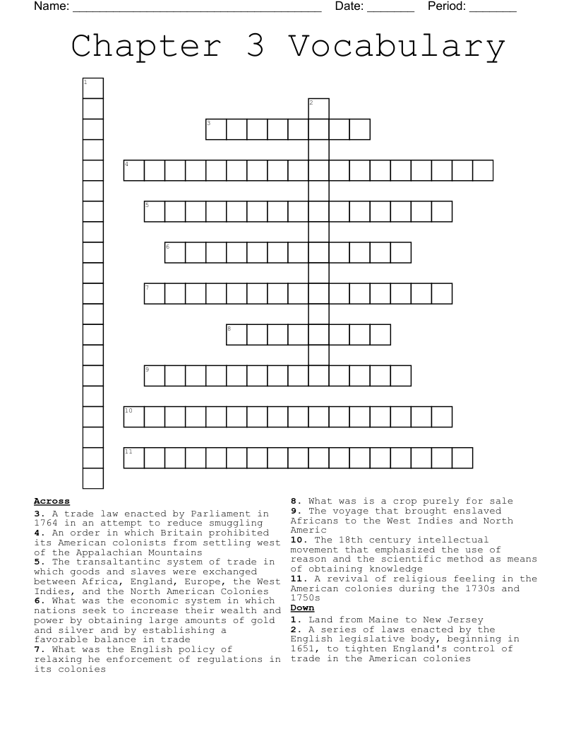 Chapter 3 Vocabulary Crossword - WordMint