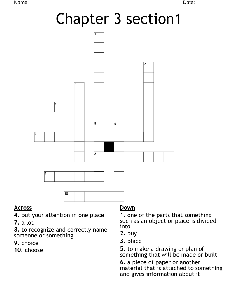 Chapter 3 section1 Crossword WordMint