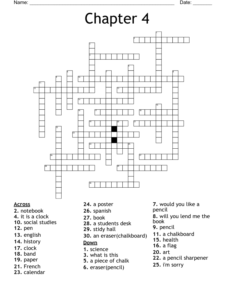 Chapter 4 Crossword - WordMint