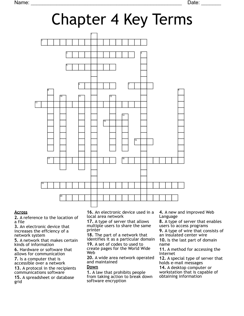 Chapter 4 Key Terms Crossword WordMint