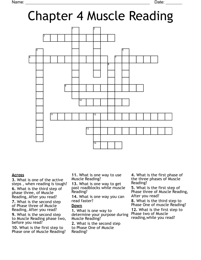 Chapter 4 Muscle Reading Crossword WordMint