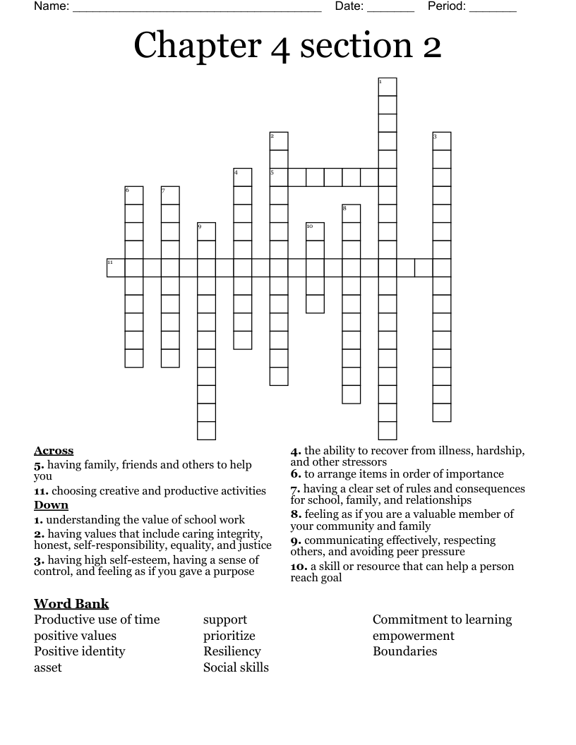 Chapter 4 section 2 Crossword WordMint