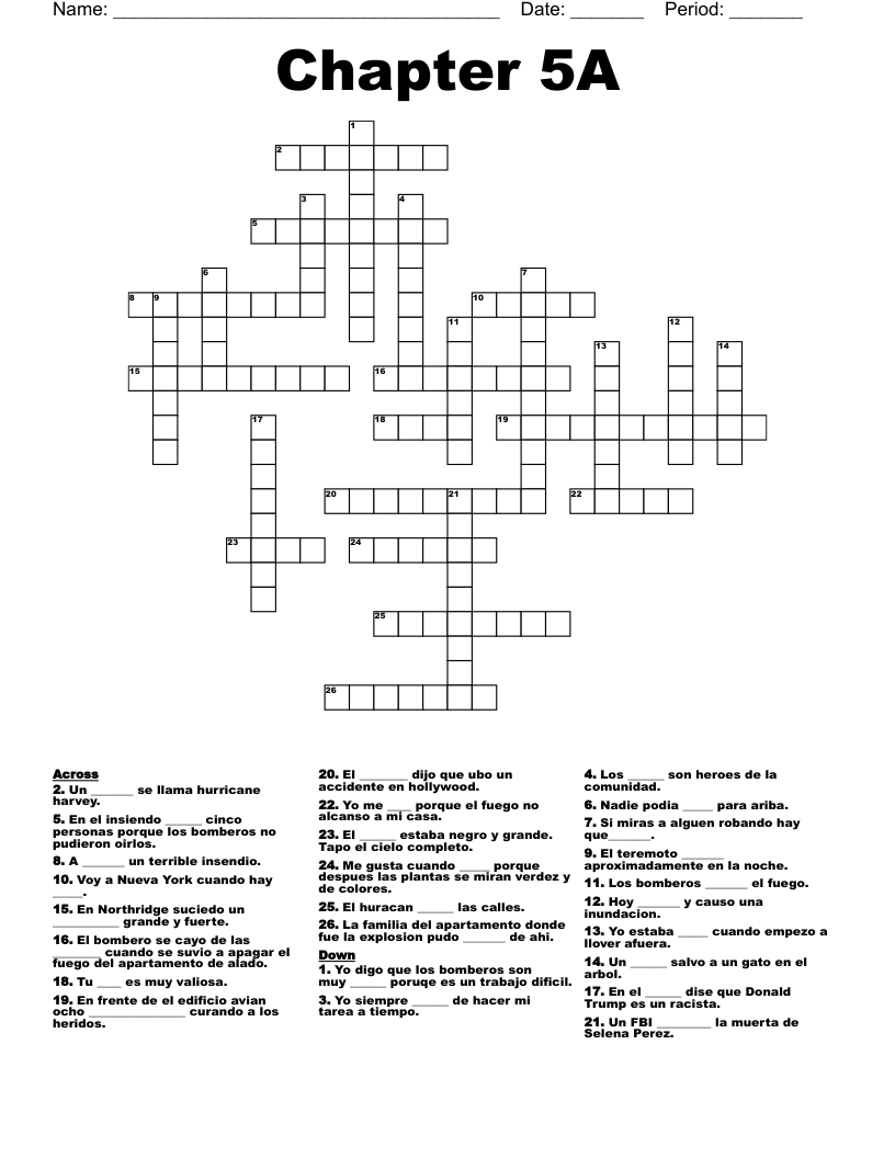 Repaso del capítulo Crossword WordMint