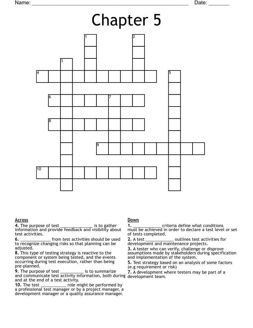 Chapter 5 Crossword WordMint