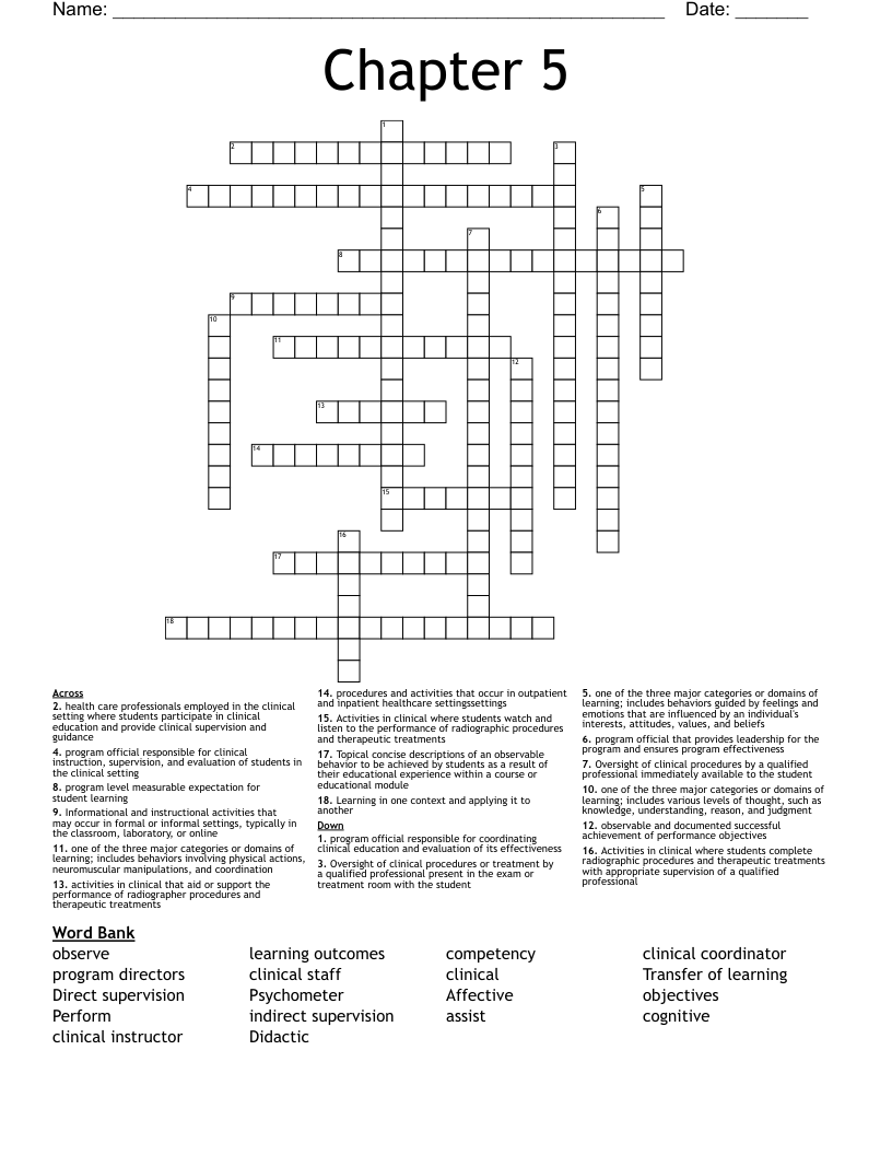 Chapter 5 Crossword WordMint