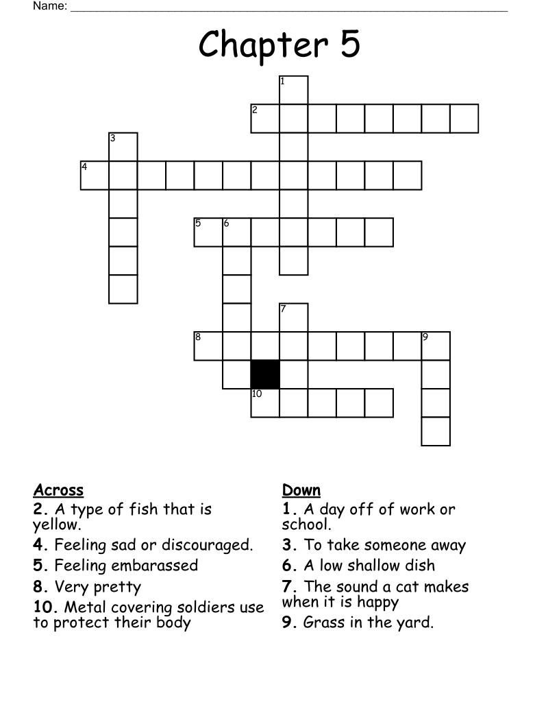 Chapter 5 Crossword WordMint