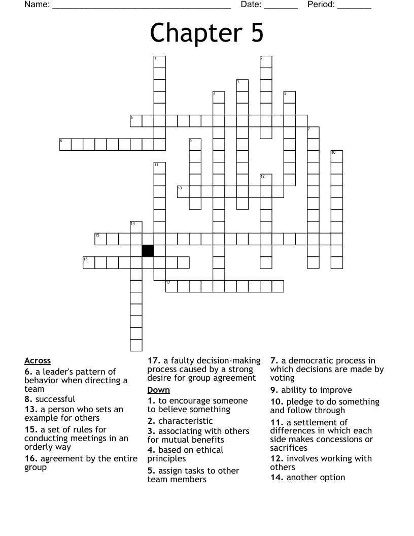 Chapter 5 Crossword - WordMint
