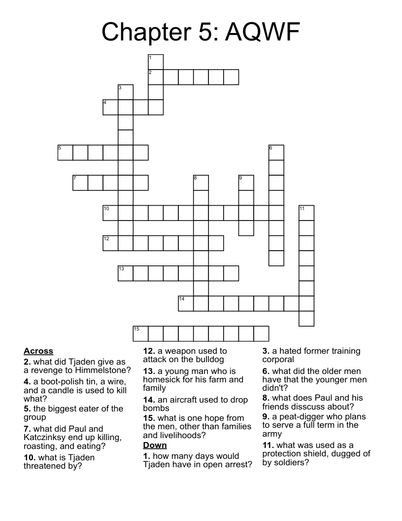 Chapter 5 AQWF Crossword WordMint