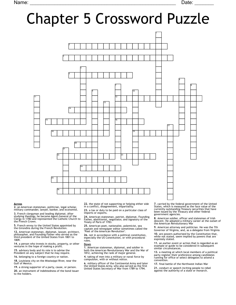Chapter 5 Crossword Puzzle WordMint
