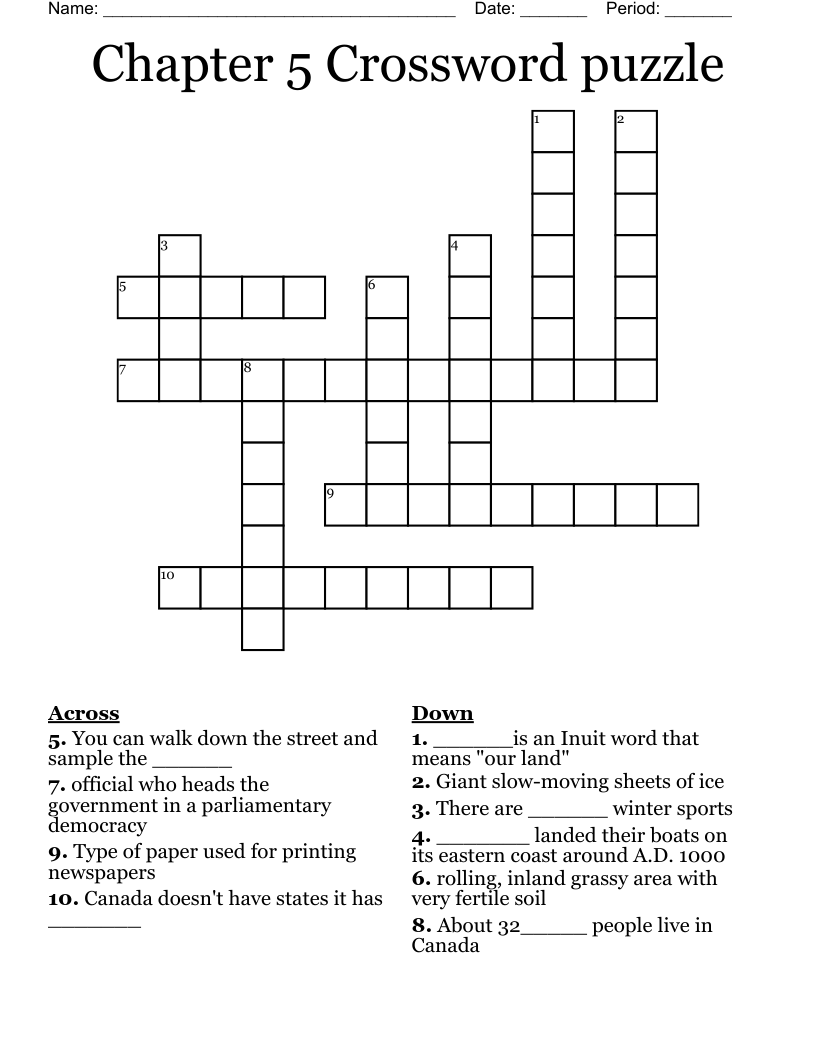 Chapter 5 Crossword puzzle WordMint