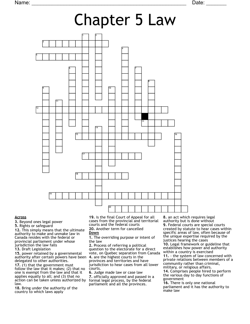 Chapter 5 Law Crossword WordMint