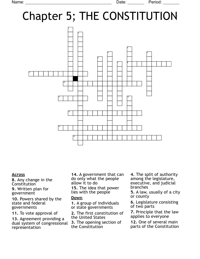 Civics and Economics Unit 1 Crossword WordMint