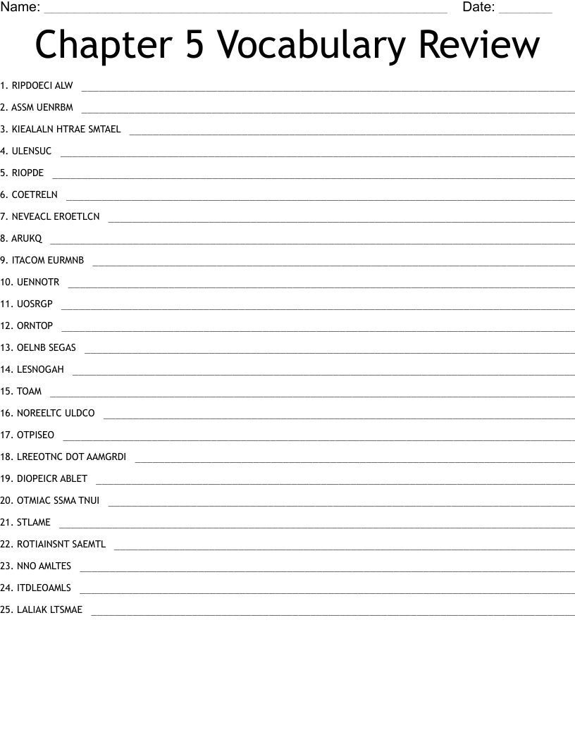 Chapter 5 Vocab Word Search WordMint