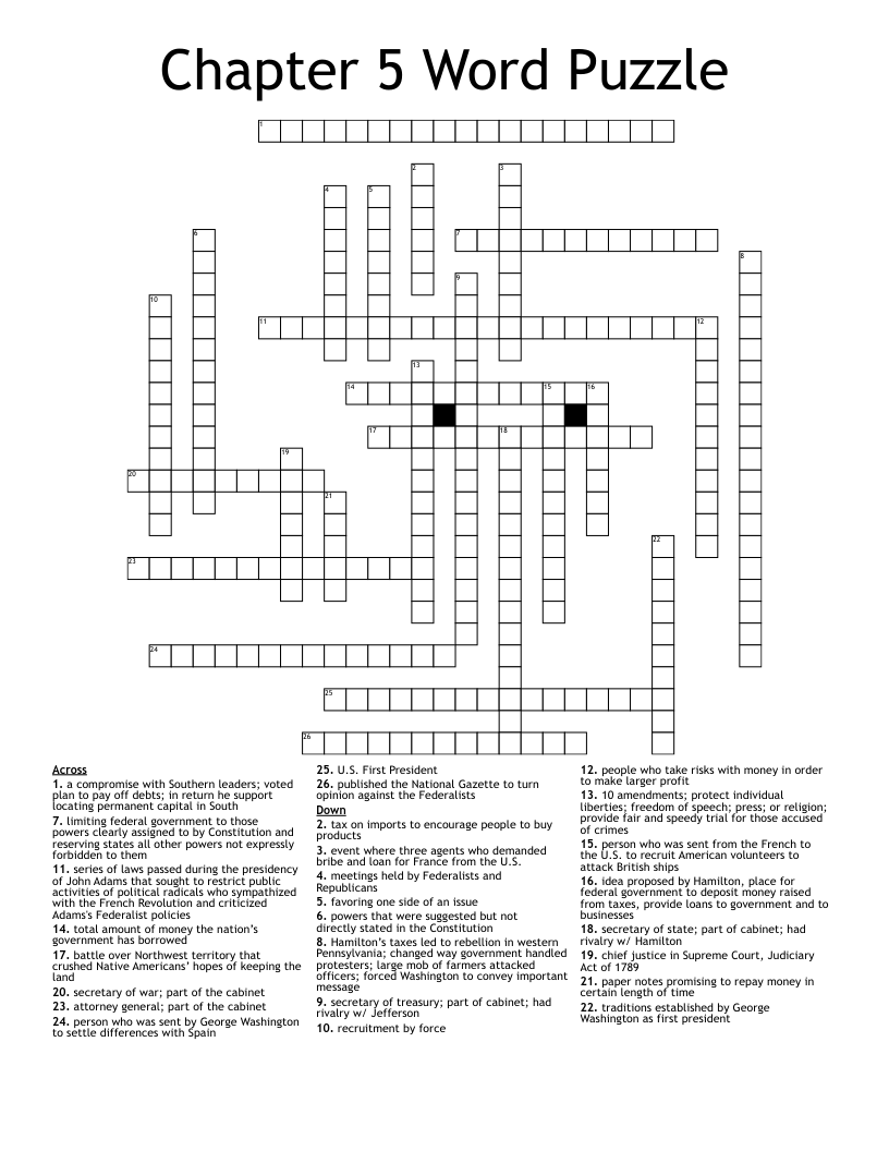 Chapter 5 Word Puzzle Crossword WordMint
