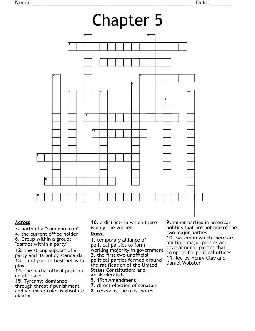 Chapter 5 Crossword WordMint