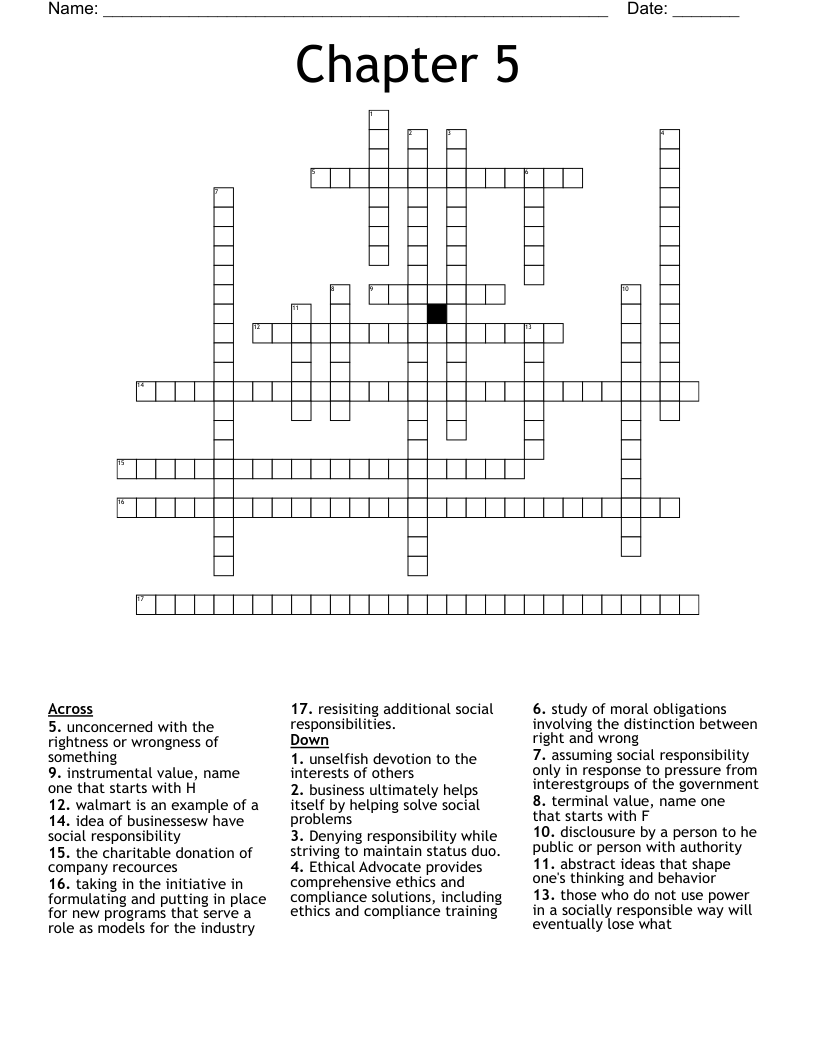 Chapter 5 Crossword WordMint