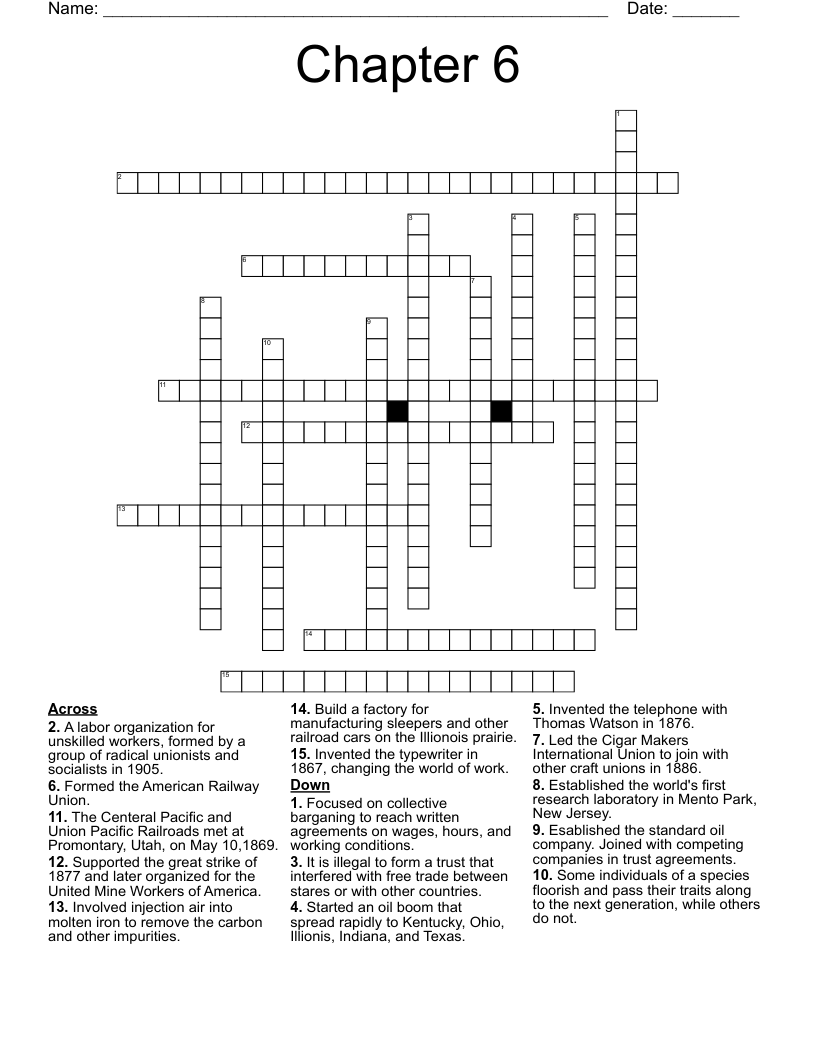 Chapter 6 Crossword WordMint