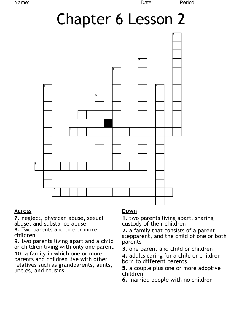 Chapter 6 Lesson 2 Crossword WordMint