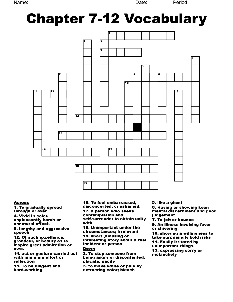 Chapter 712 Vocabulary Crossword WordMint