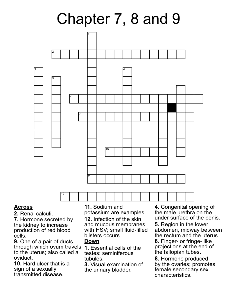 Chapter 7, 8 and 9 Crossword WordMint