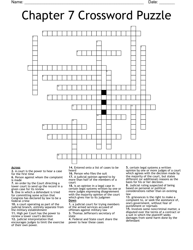Chapter 7 Crossword Puzzle - WordMint