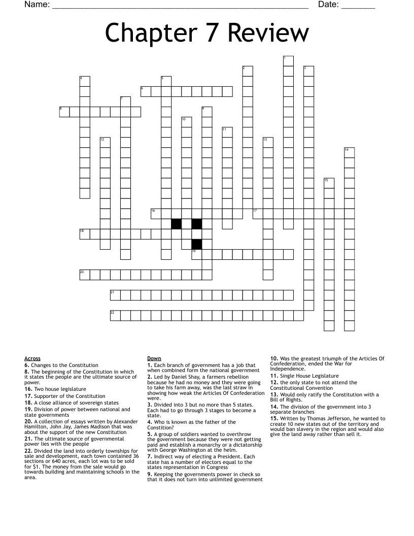 Chapter 7 Review Crossword WordMint