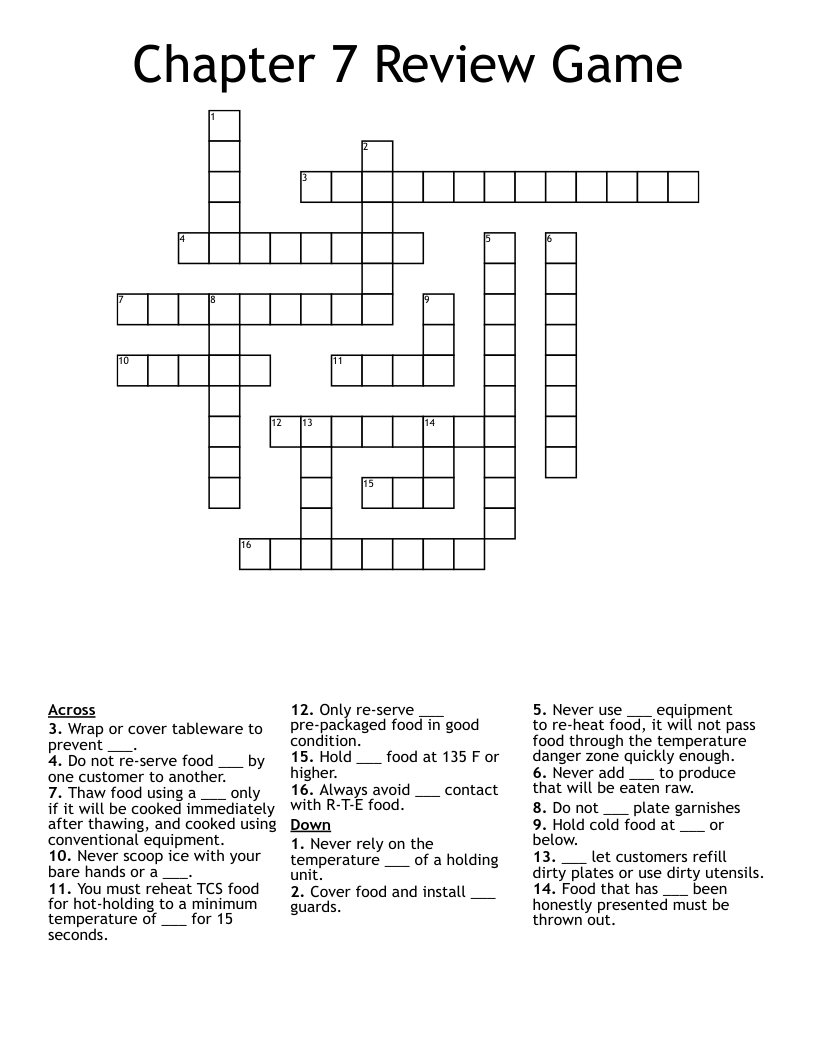 Food Safety & Sanitation Bingo WordMint