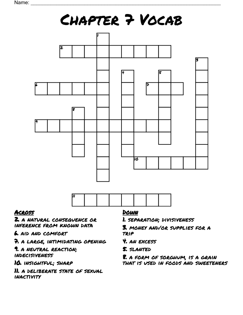 Chapter 7 Vocab Crossword WordMint