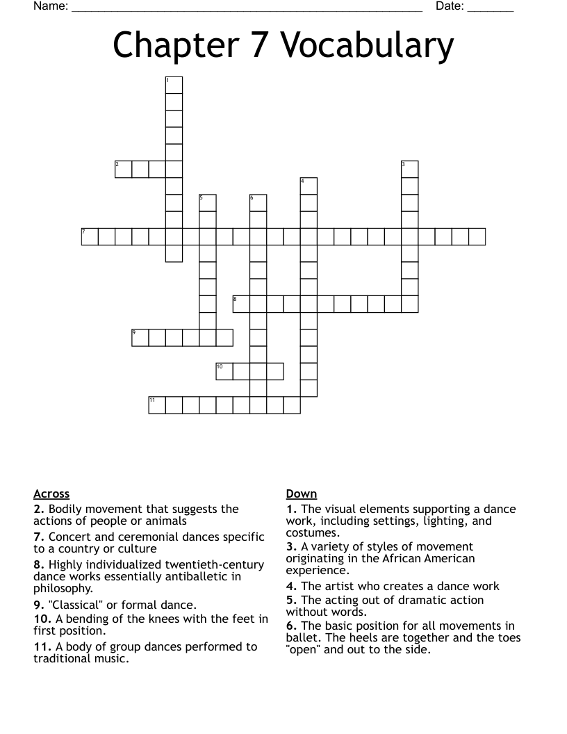 Chapter 7 Vocabulary Crossword WordMint
