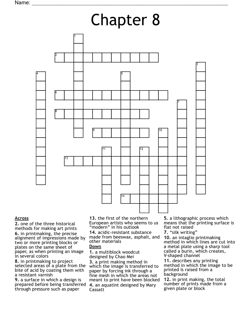Chapter 8 Crossword WordMint